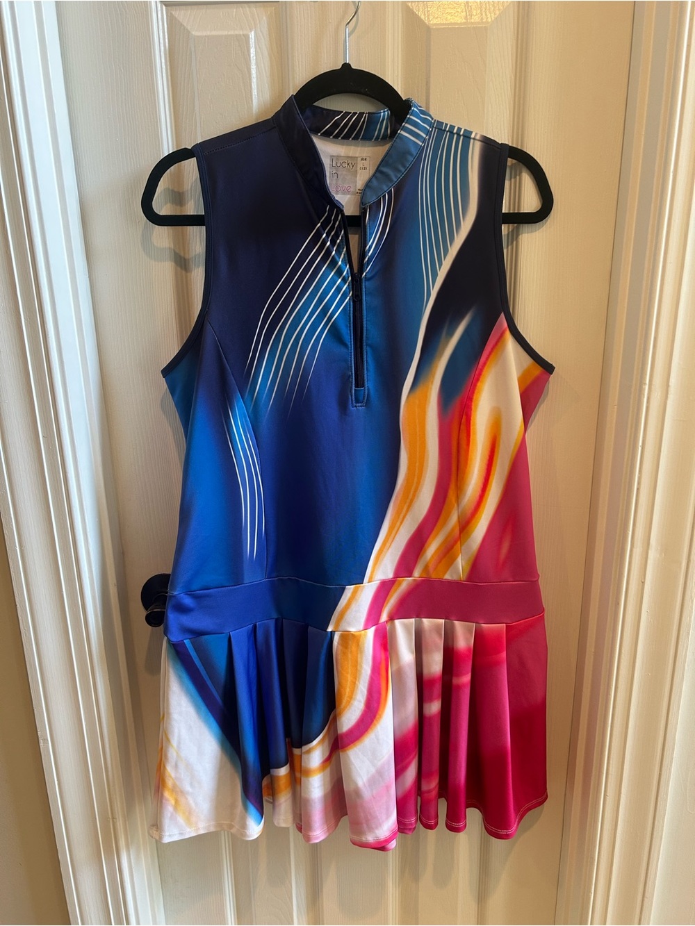 Lucky in Love Blue Pink & Yellow Sleeveless Tennis/Golf Dress